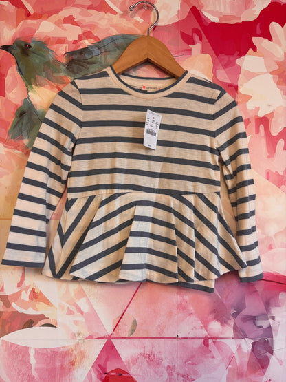 Crewcuts Blue & Cream Stripe Long Sleeve Top. New With Tags. Size 3T.