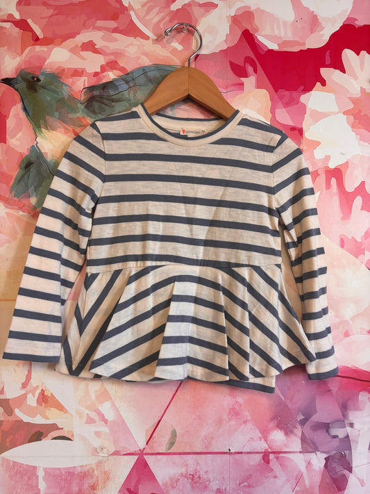 Crewcuts blue & cream stripe long sleeve top. NEW WITH TAGS. size 3T