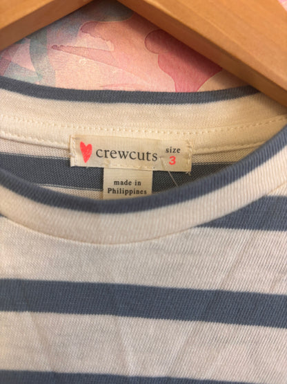 Crewcuts Blue & Cream Stripe Long Sleeve Top. New With Tags. Size 3T.