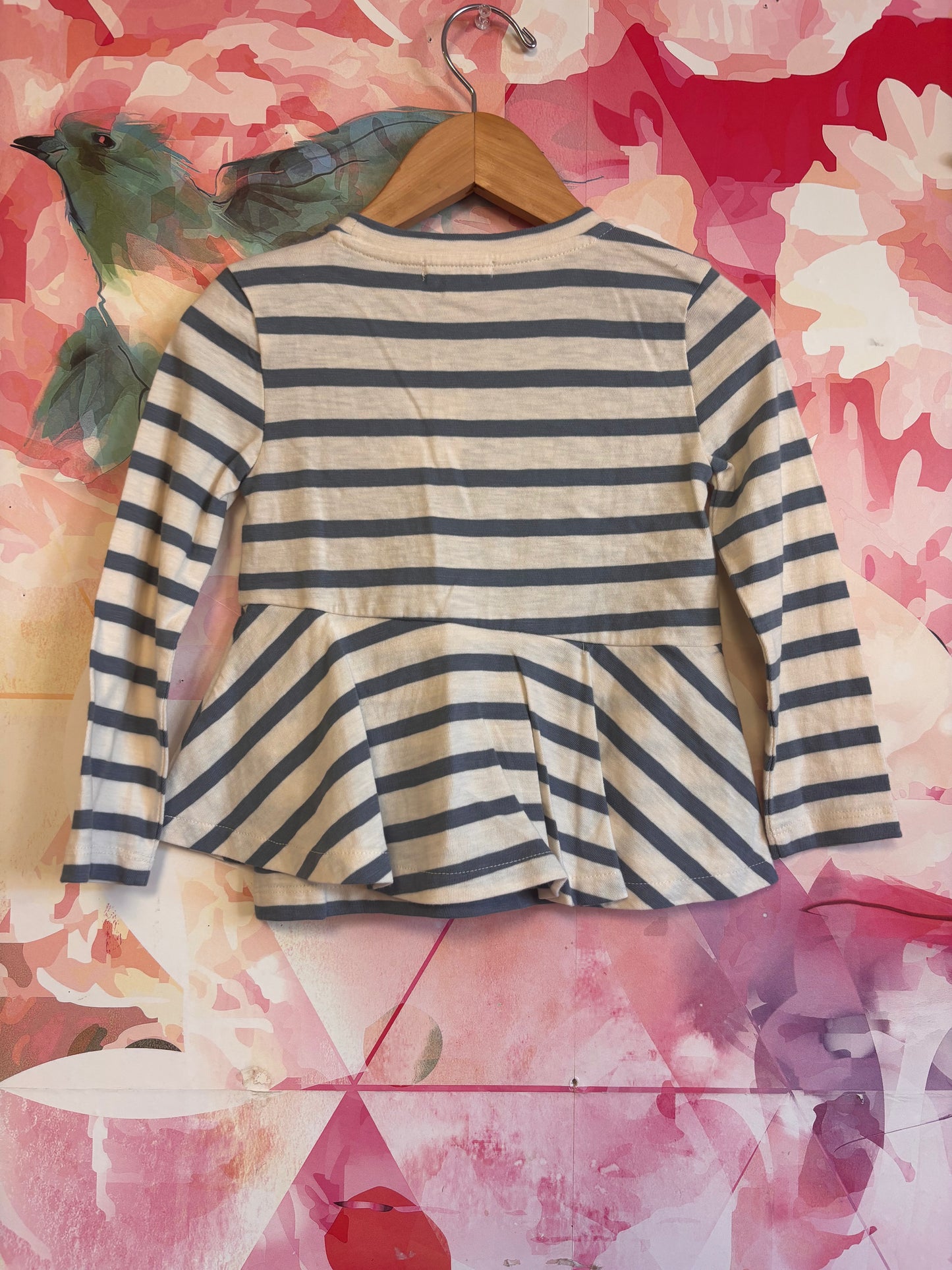 Crewcuts Blue & Cream Stripe Long Sleeve Top. New With Tags. Size 3T.