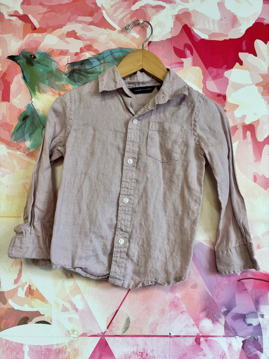 Janie & Jack pale pink linen button down shirt. Size 3T