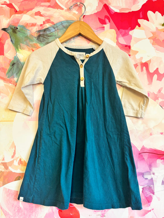 mini mioche blue & cream dress. Size 3T / 4T