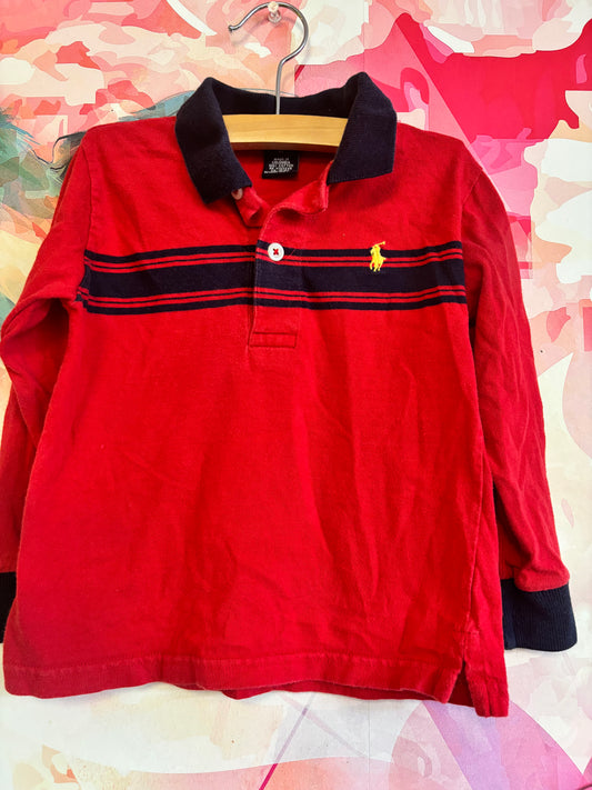 Ralph Lauren red & blue long sleeve polo. Size 3T