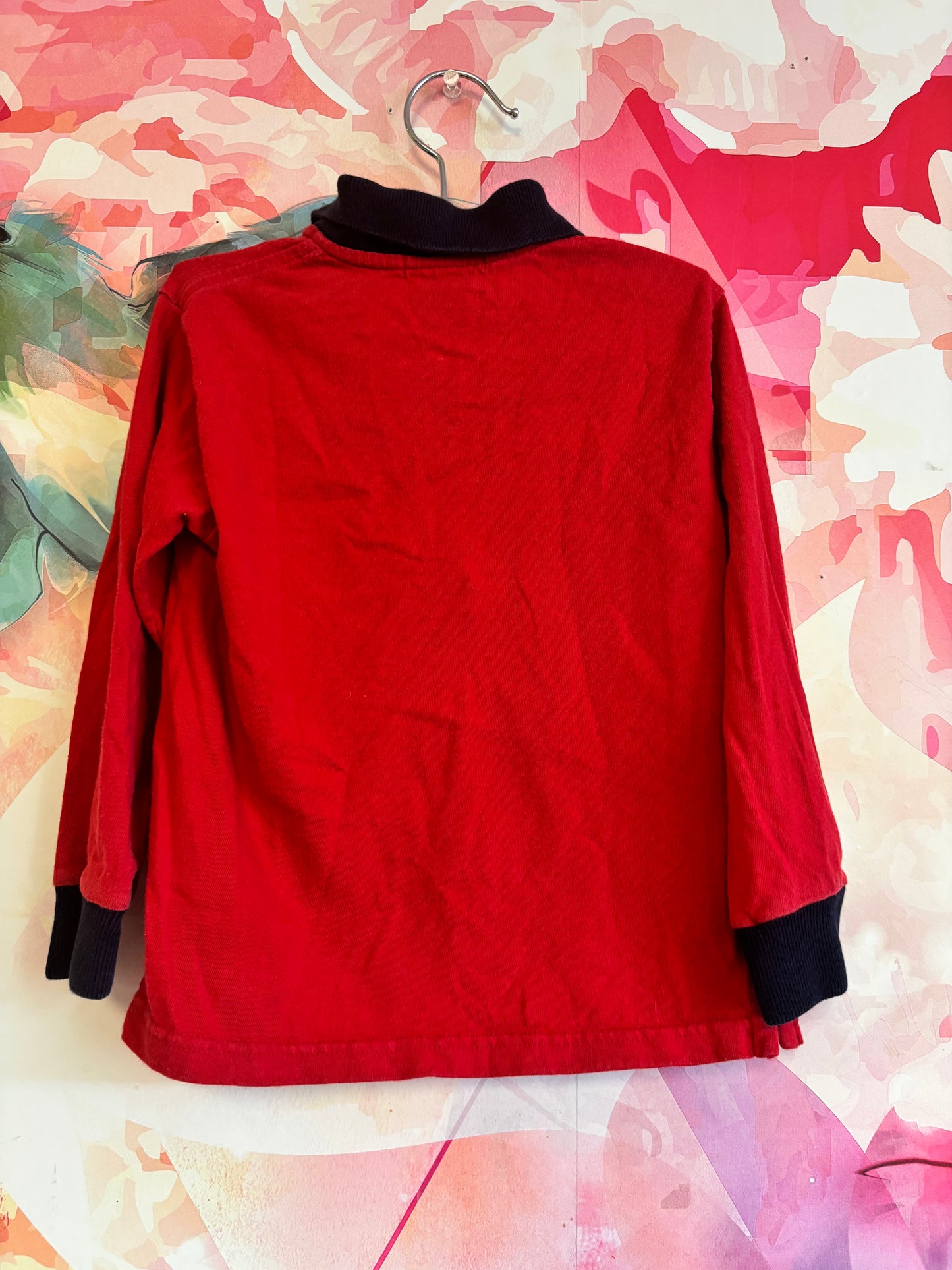 Ralph Lauren Long Sleeve Polo. Red & Blue. Size 3T.