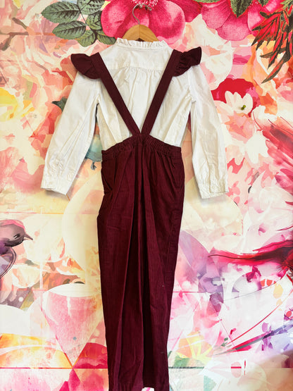 Hope & Henry white blouse and H&M burgundy corduroy overalls. Both size 6T