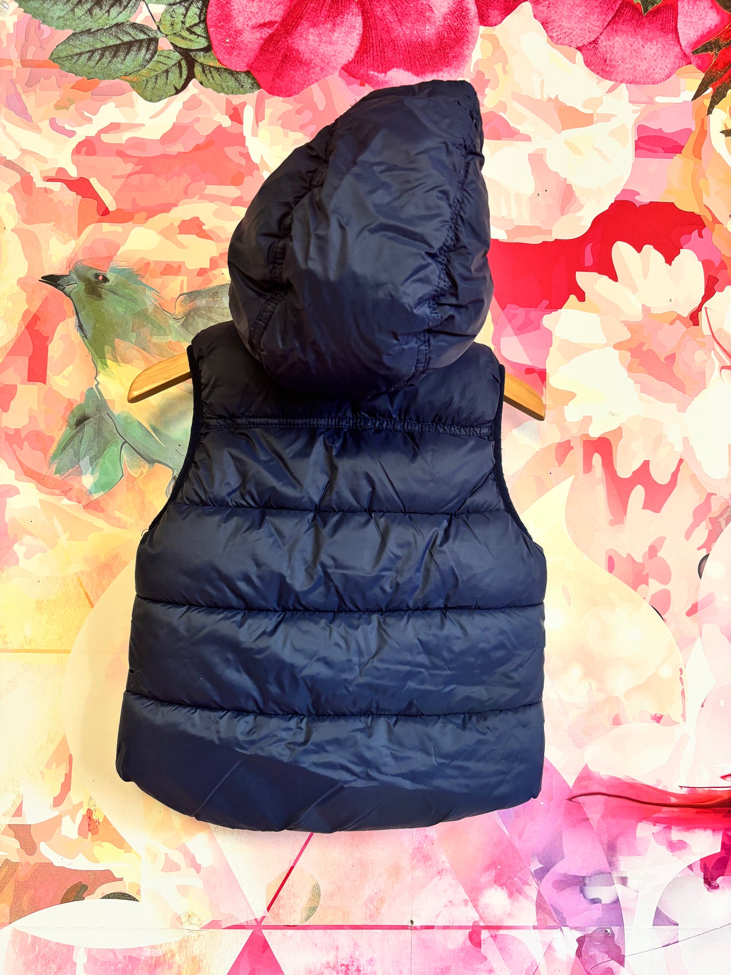 LOGG Navy Blue Fleece Lined Puffy Vest With Hood. Size 4T.