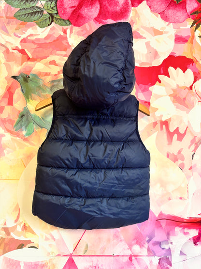 LOGG Navy Blue Fleece Lined Puffy Vest With Hood. Size 4T.