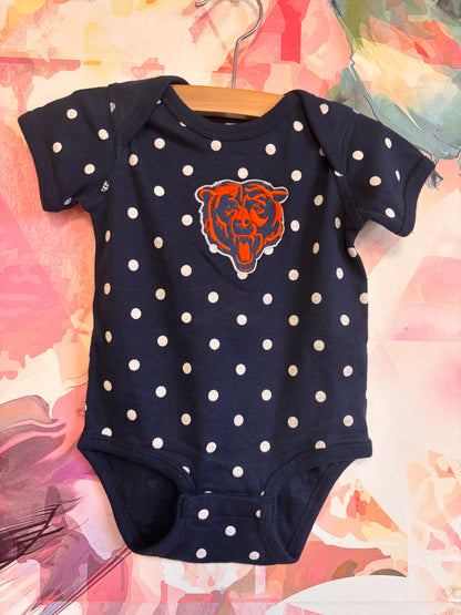 Chicago Bears Navy Blue Polka Dot Onesie. New With Tags. Size 12m-18m.