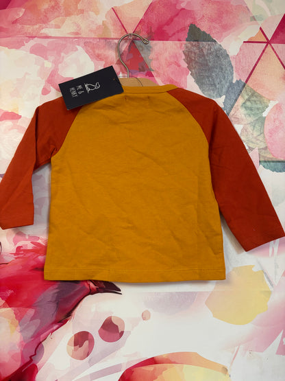 Mayoral yellow and orange long sleeve top with dinosaurs. NEW WITH TAGS. Size 3-6m