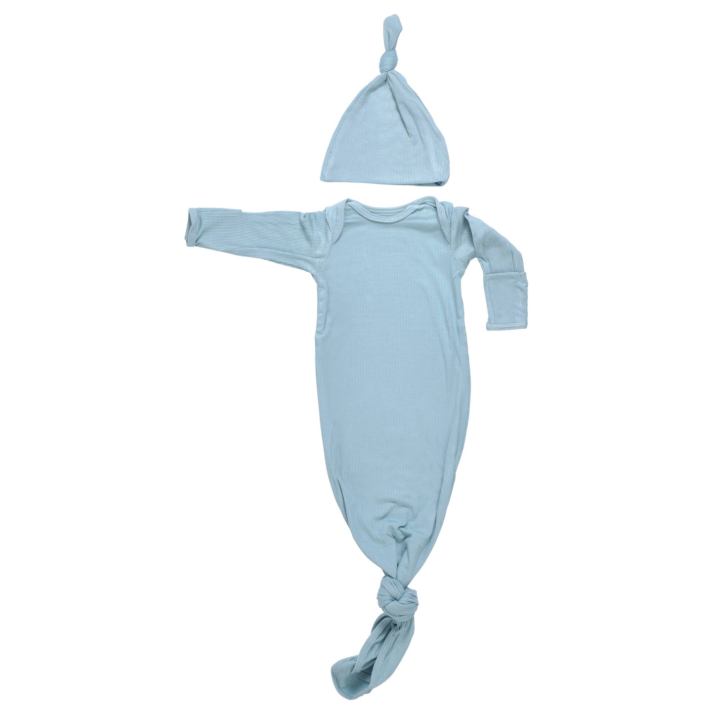 Three Little Tots - Blue Bird Knotted Gown: Gown & Hat