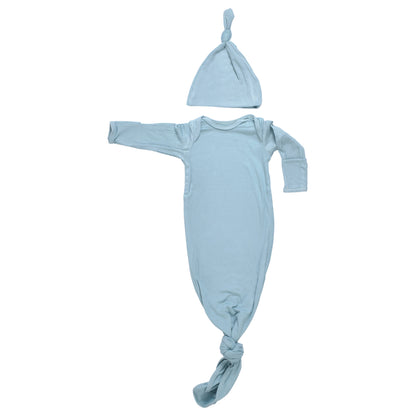 Three Little Tots - Blue Bird Knotted Gown: Gown & Hat
