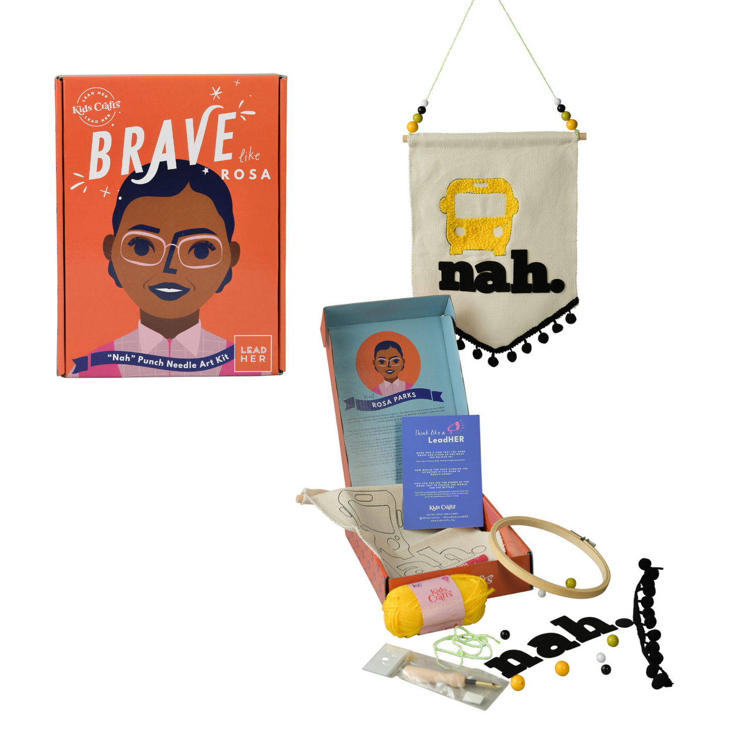 Kids Crafts, LLC. - BRAVE like Rosa: "Nah" Punch Needle Craft Kit