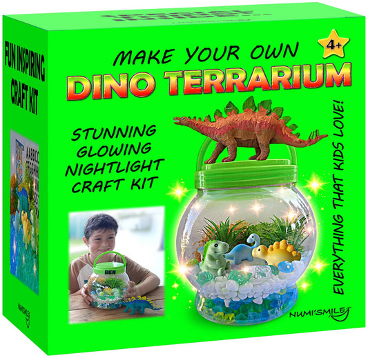 NUMI'SMILE - Make Your Own Light Up Dinosaur Terrarium Kit For Kids