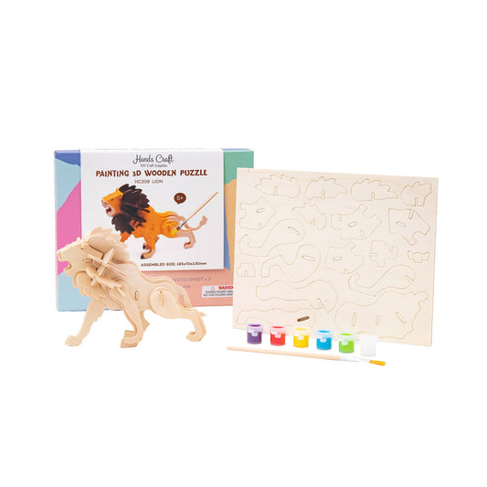 3D Wooden Puzzle Paint Kit: Lion